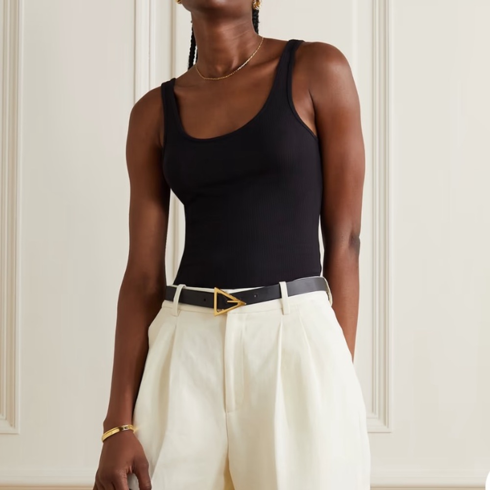 JAMES PERSE STRETCH BLACK COTTON TANK
